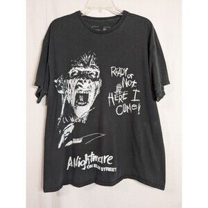 Nightmare on Elm Street Freddy Krueger Black Graphic T-Shirt Men's Size XL